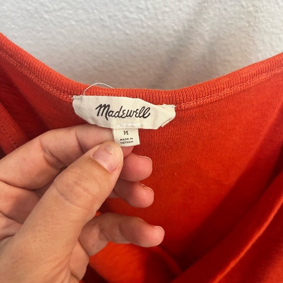 MADEWELL WOMEN'S CORAL RED SPAGHETTI STRAP WRAP CAMI TANK TOP - Picture 3 of 6